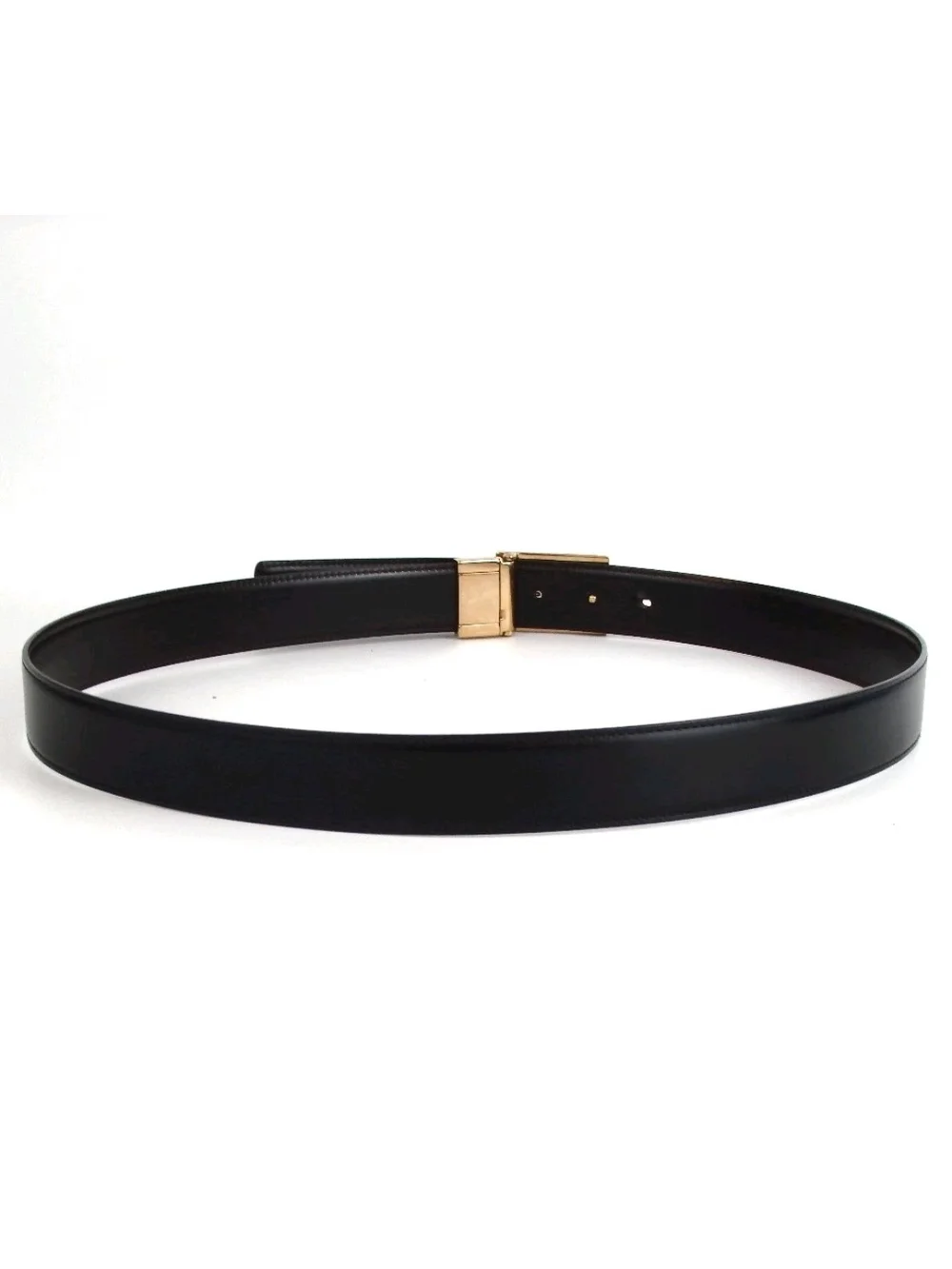 Gucci Black Leather Belt with Gold G Buckle
